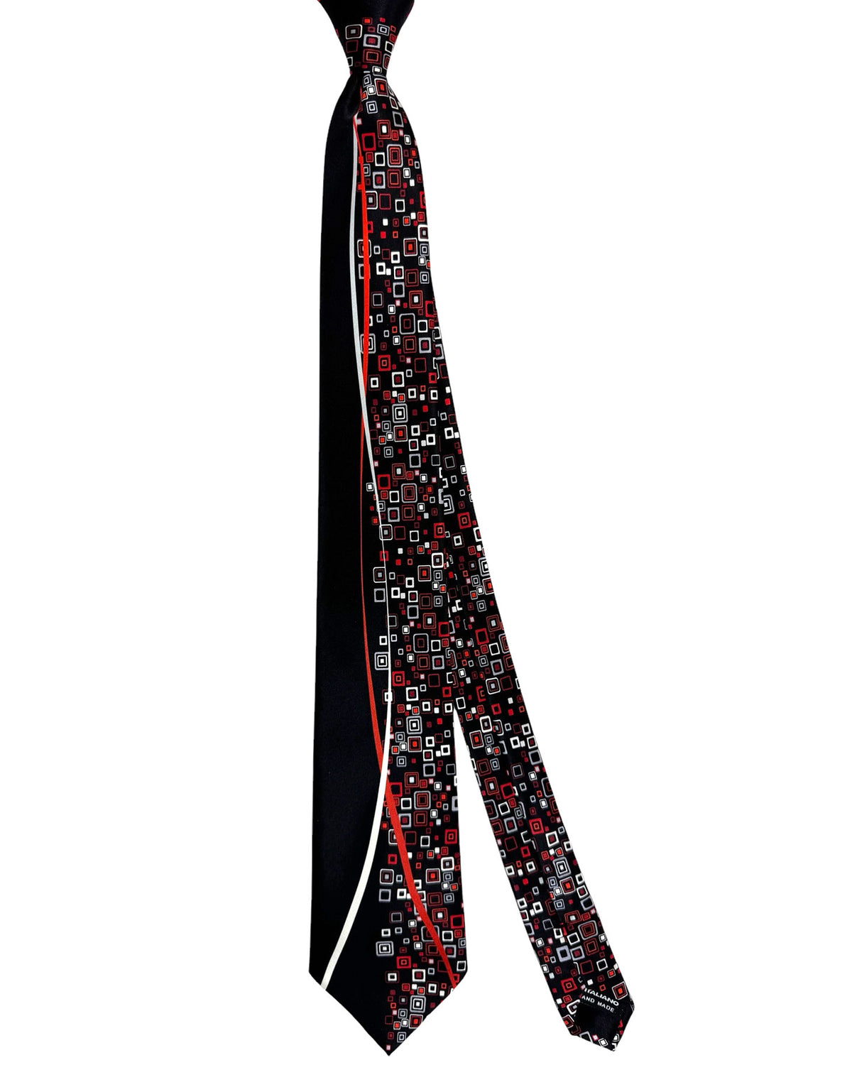 Vitaliano Pancaldi Tie Black Red Maroon Rectangles Design