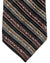 Vitaliano Pancaldi Pleated Silk Tie Brown Black Ornamental Stripes