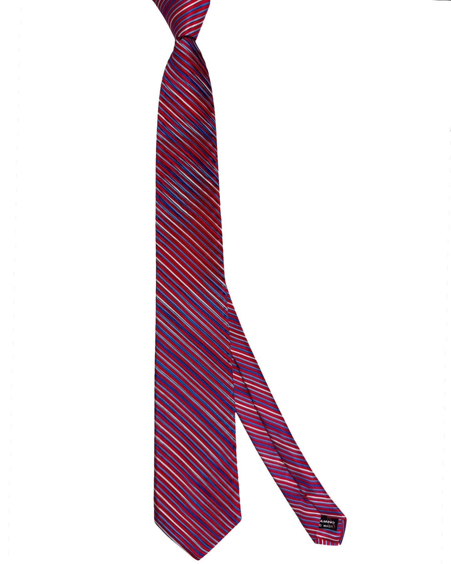 Vitaliano Pancaldi Pleated Silk Tie Red Blue Stripes