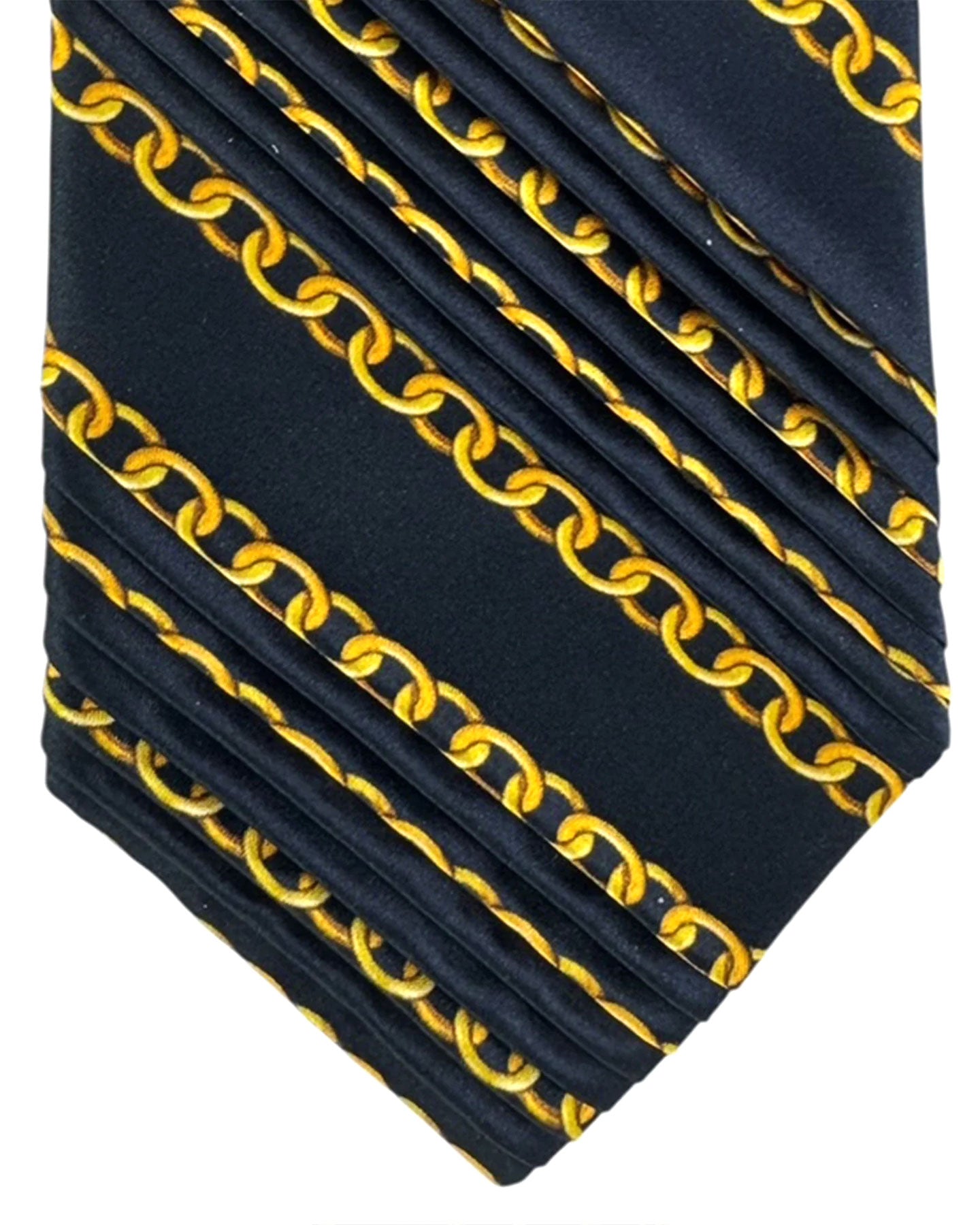 Vitaliano Pancaldi Pleated Silk Gold Chain Stripes