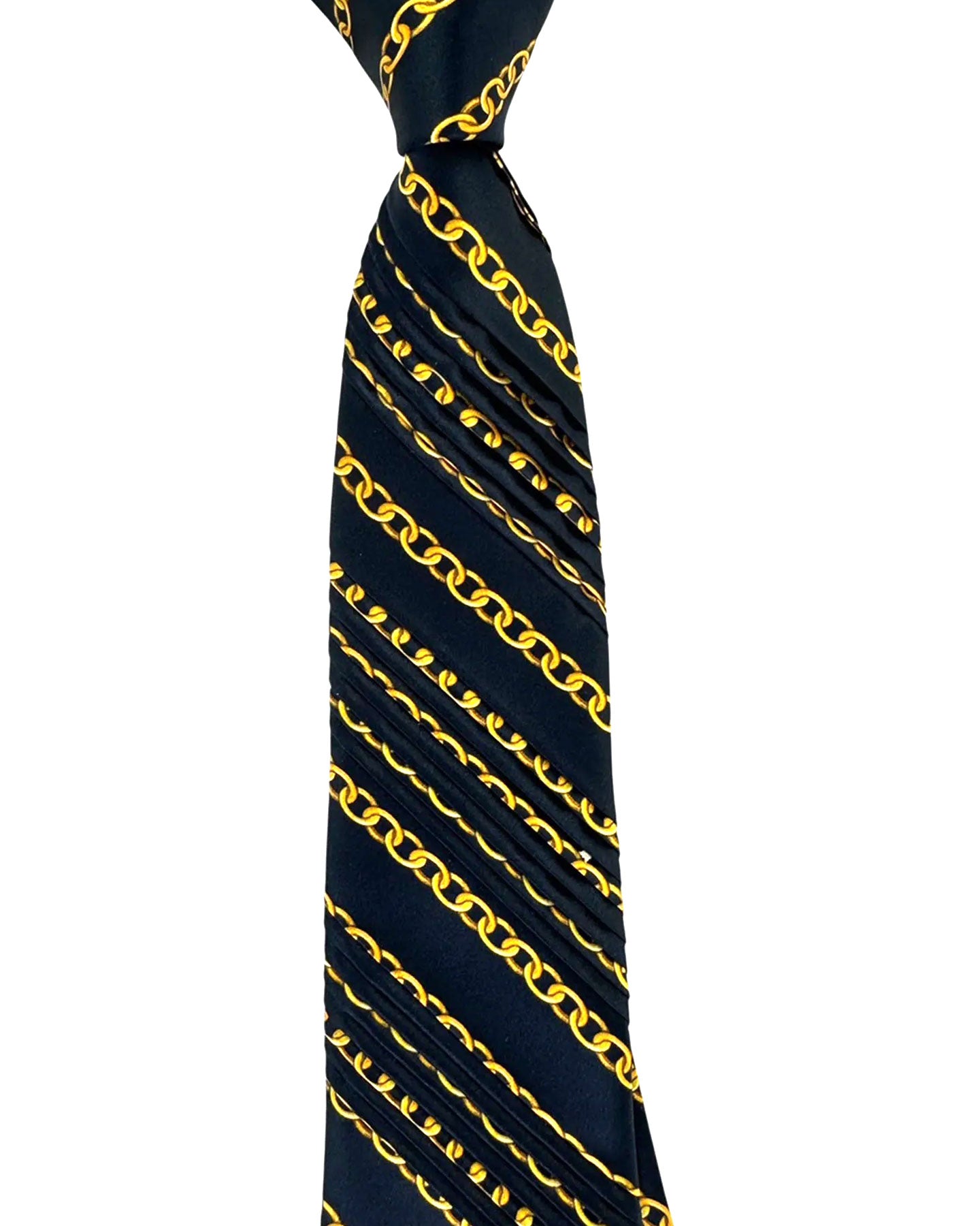 Vitaliano Pancaldi Pleated Silk Gold Chain Stripes