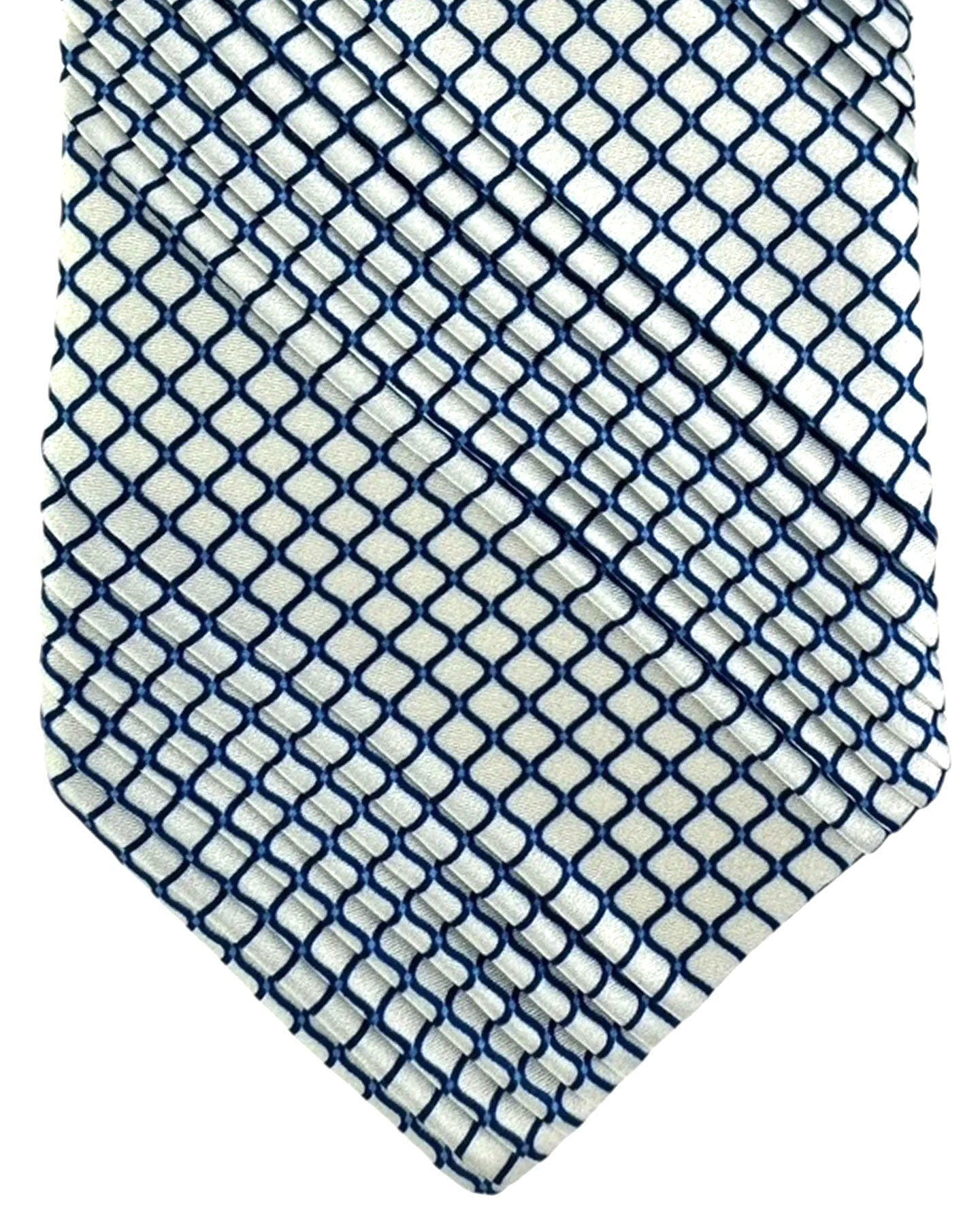 Vitaliano Pancaldi Pleated Silk Blue Diamond Grid