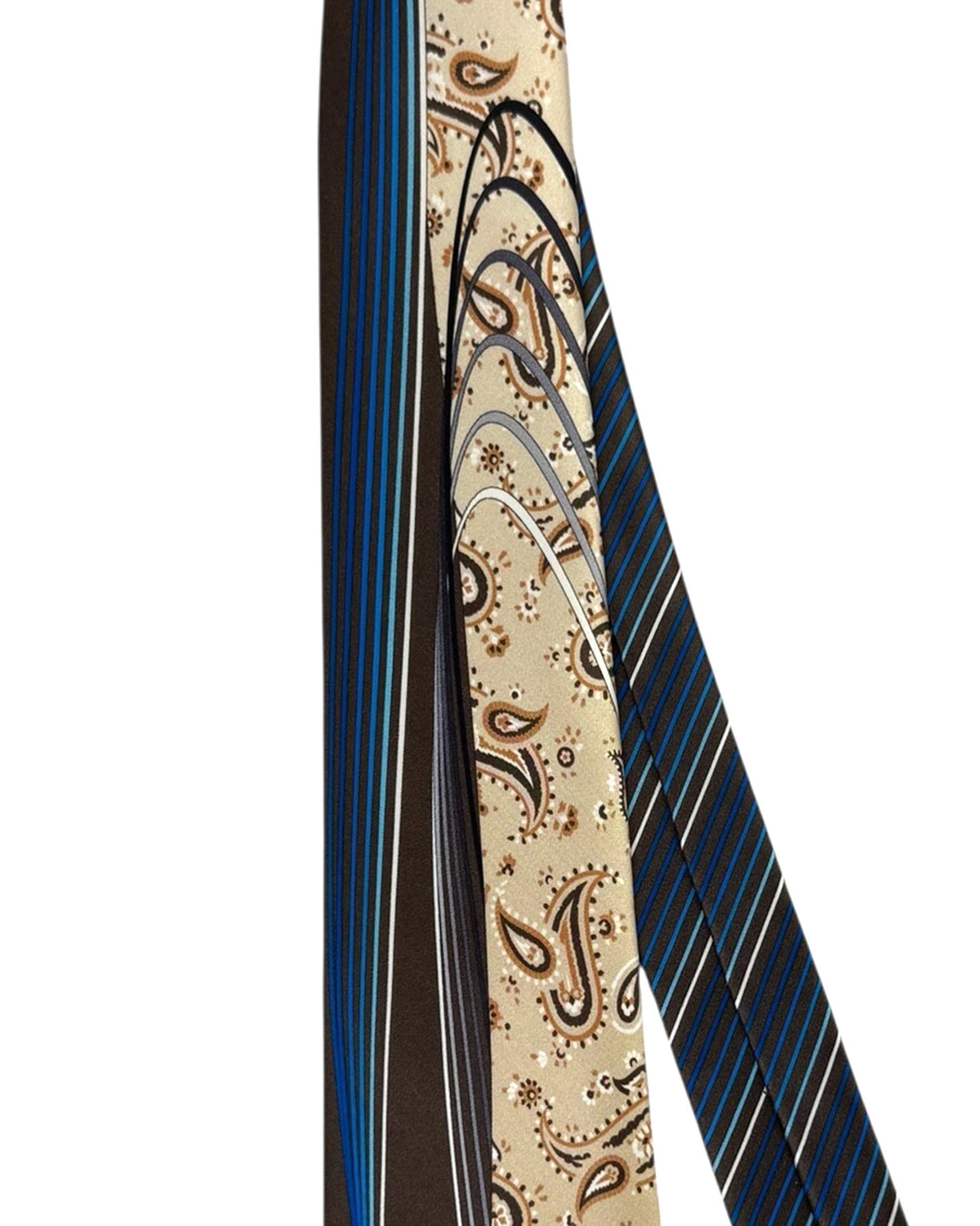 Vitaliano Pancaldi Tie Beige Paisley & Swirly Stripes