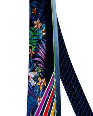 Vitaliano Pancaldi Tie Black Rainbow Colors Botanical Noir Floral