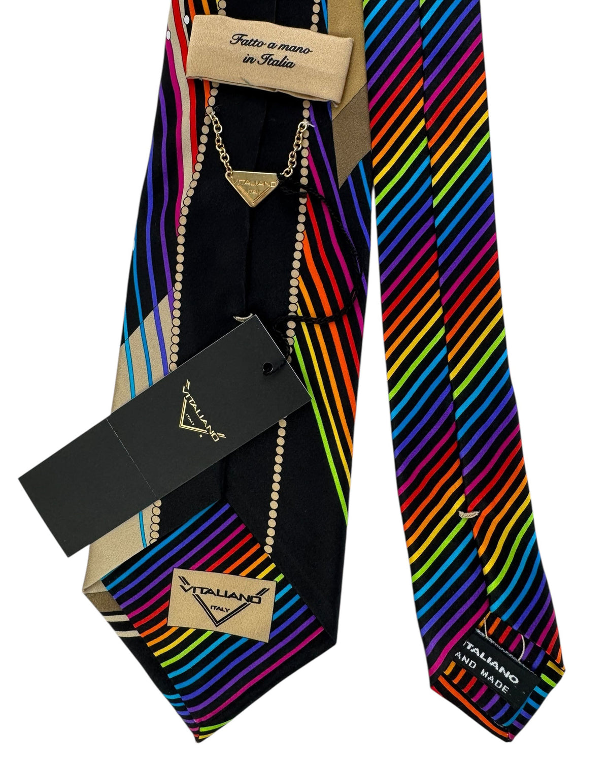 Vitaliano Pancaldi Tie Black Taupe Multi Color Design