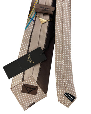 Vitaliano Pancaldi Silk Necktie Taupe Black Design