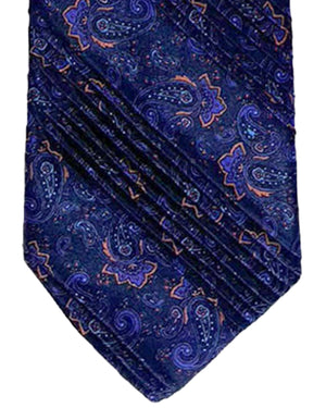 Vitaliano Pancaldi PLEATED SILK Tie Purple Orange Paisley