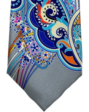 Vitaliano Pancaldi Silk Tie Gray Swirl Paisley Design