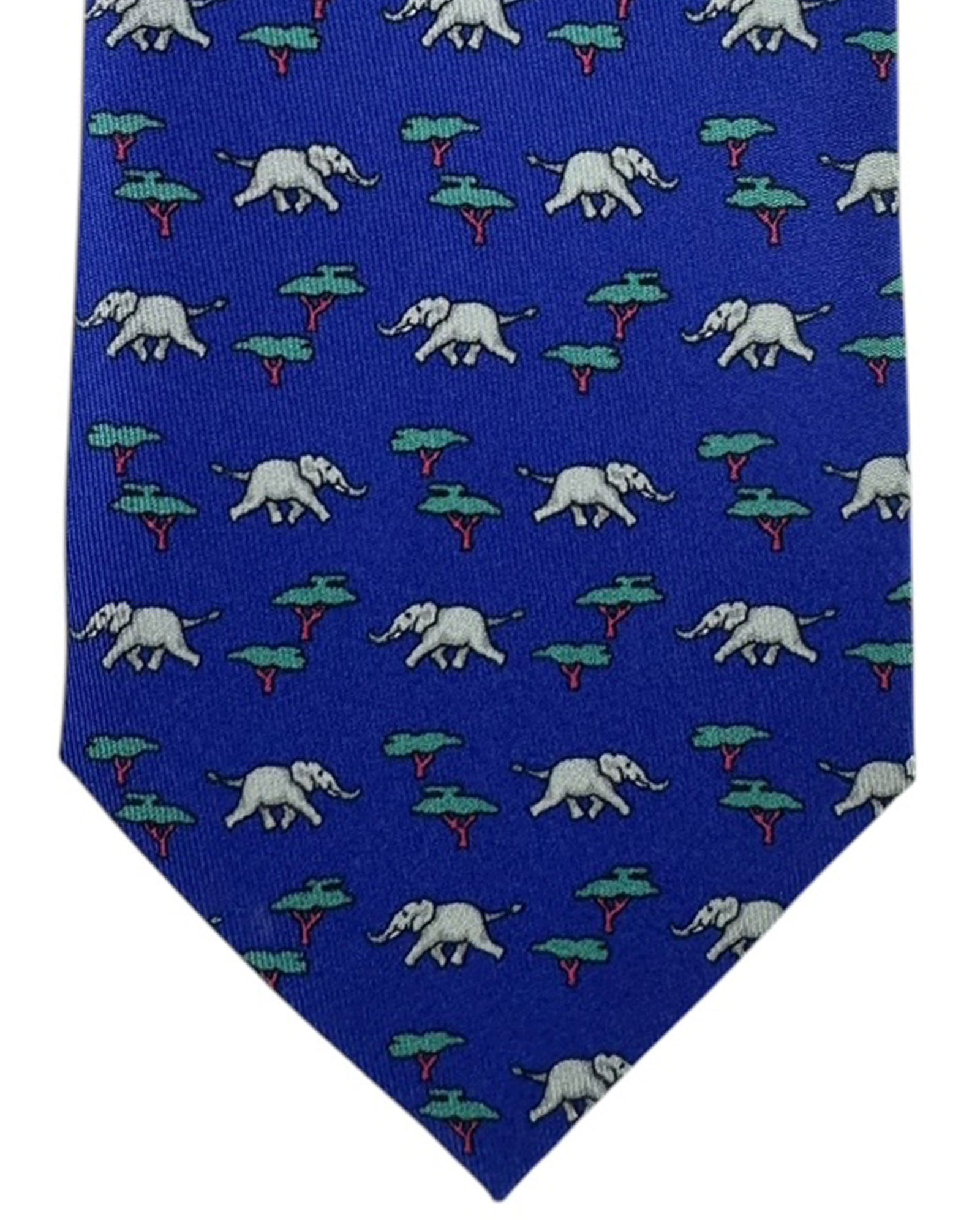 Thomas Pink Tie Lapis Blue Elephant & Tree Novelty
