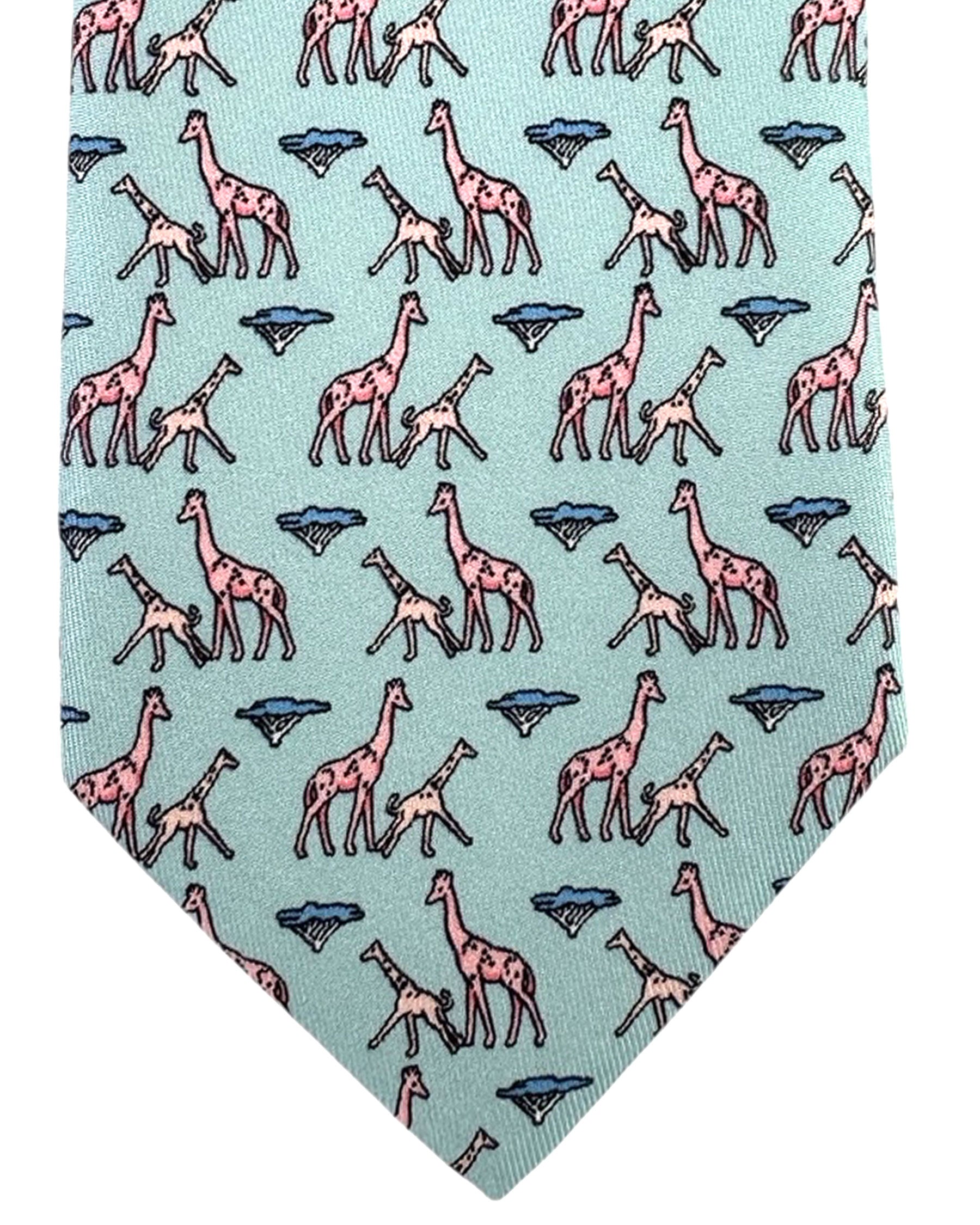 Thomas Pink Tie Light Blue Giraffe - Novelty Design