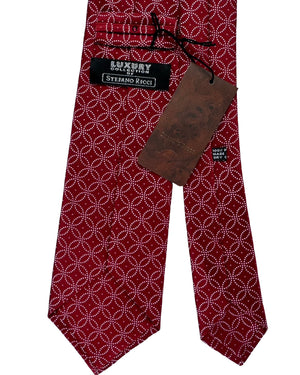 Stefano Ricci Tie Red And White Geometric Lattice Pattern