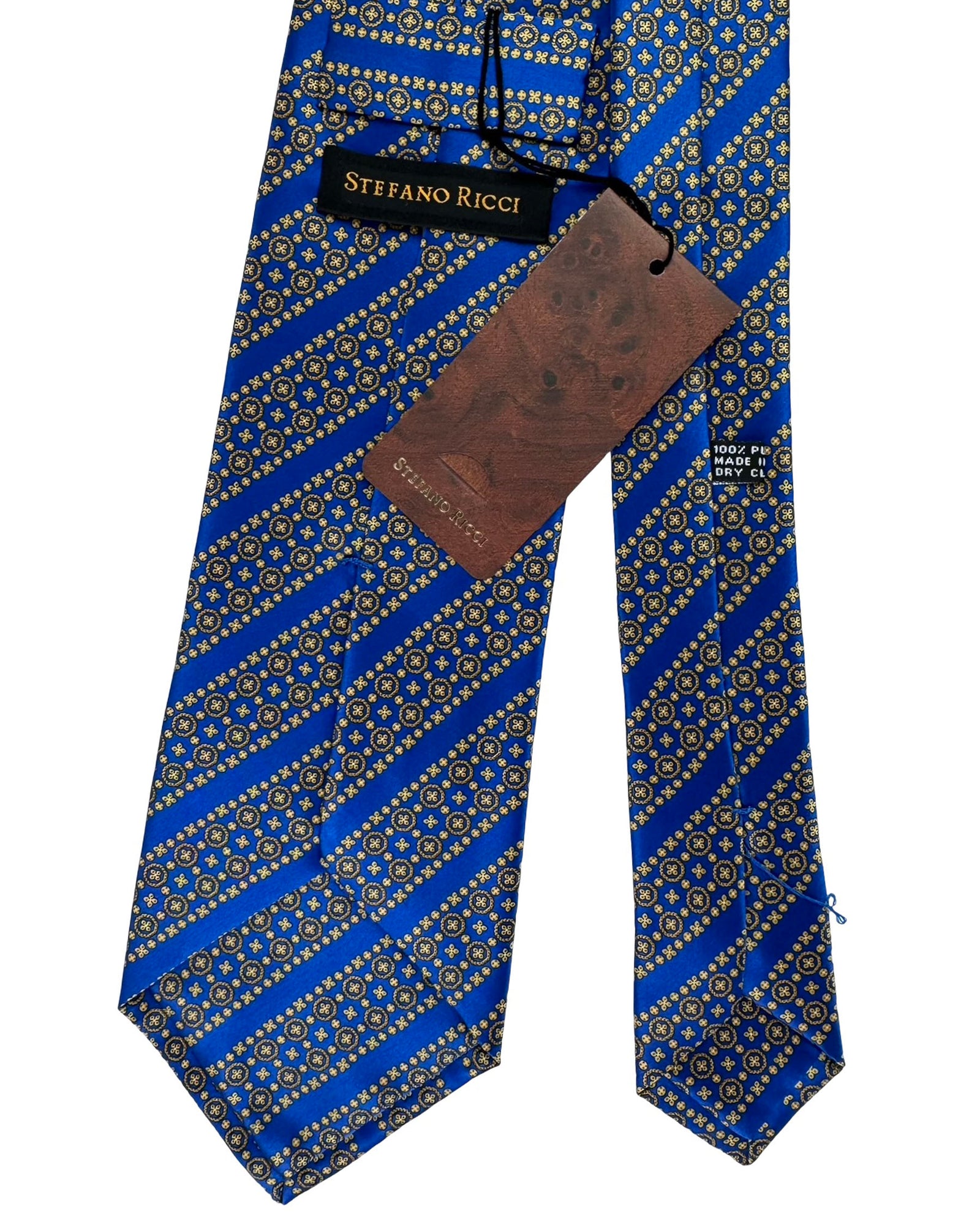 Stefano Ricci Tie Royal Blue Gold Pattern Stripes