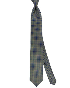 Stefano Ricci Tie Cream And Blue Micro Diamond Pattern