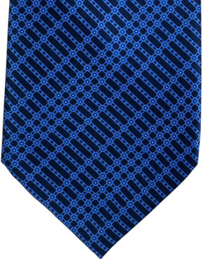Stefano Ricci Tie  Navy Blue Tie With Diagonal Lattice Pattern