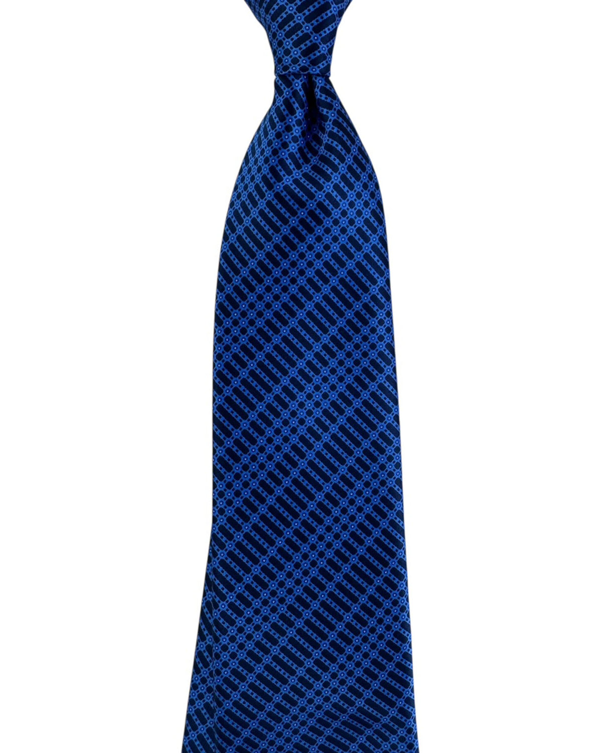 Stefano Ricci Tie  Navy Blue Tie With Diagonal Lattice Pattern
