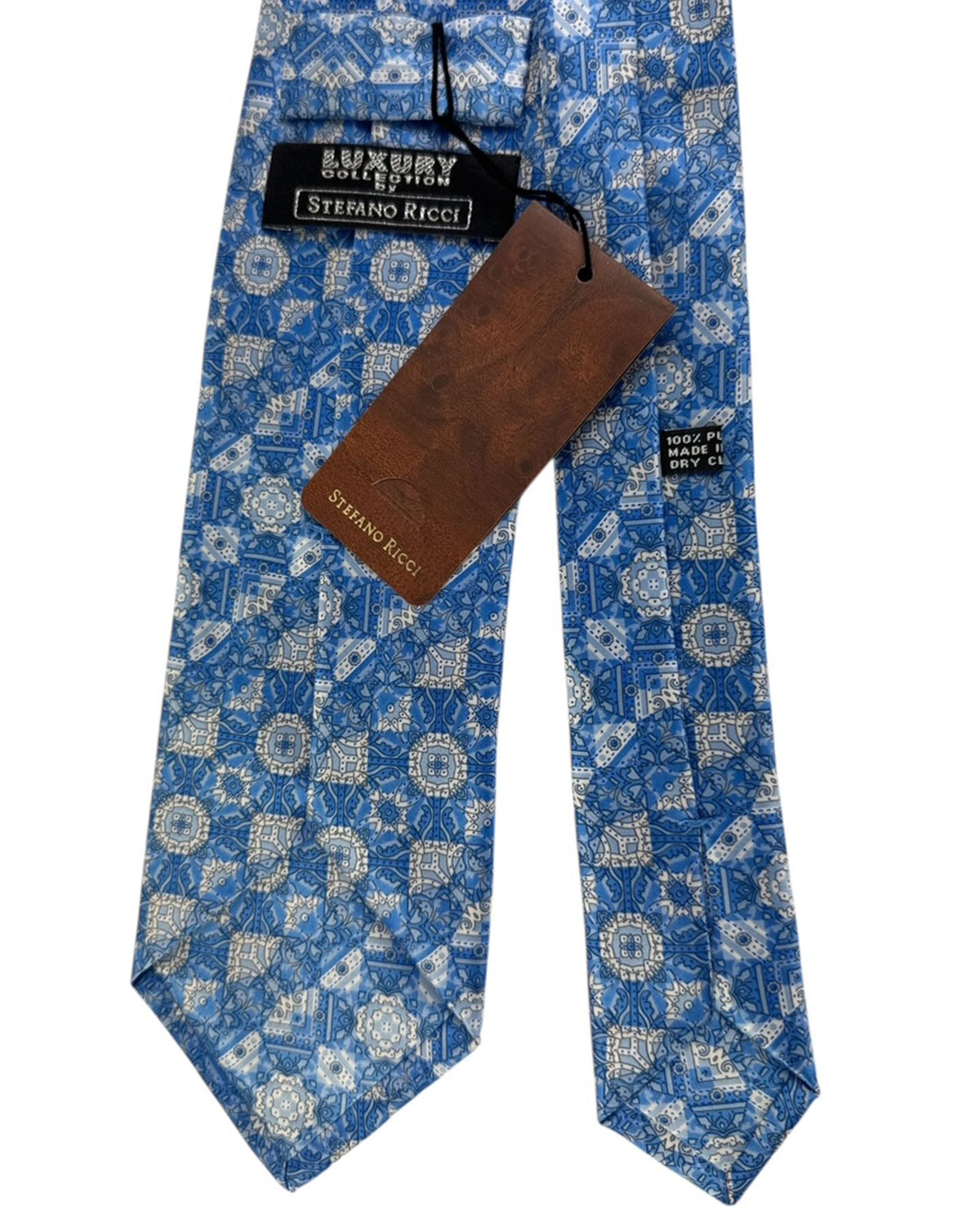 Stefano Ricci Tie  Blue With Ornate Moroccan Tile Pattern
