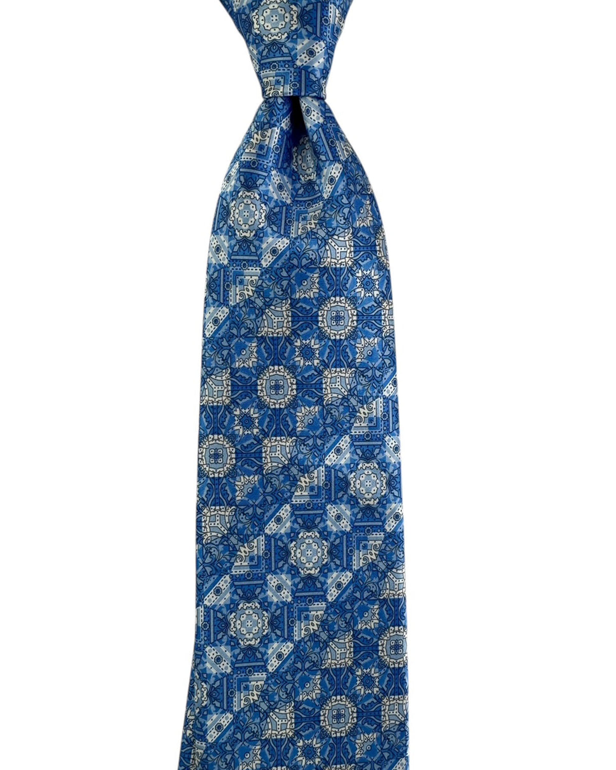Stefano Ricci Tie Blue Ornate Tile Pattern