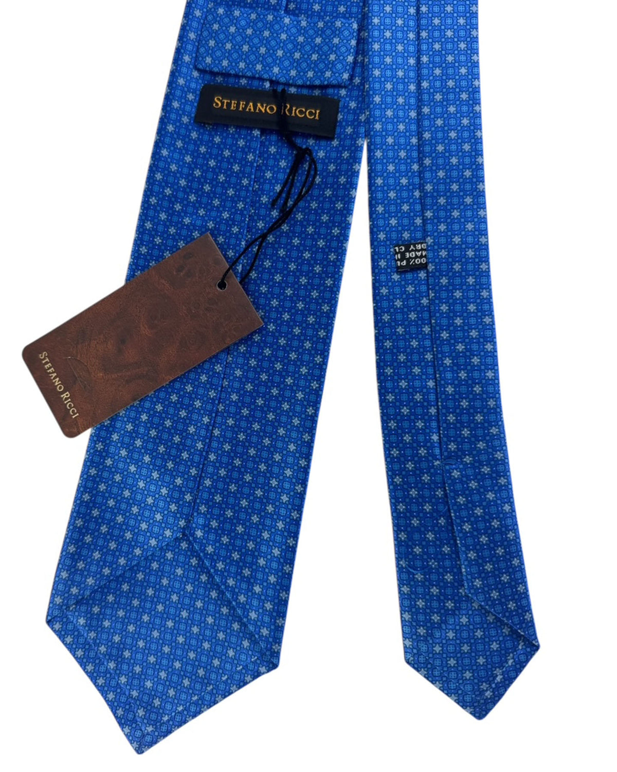 Stefano Ricci Tie Royal Blue With Small Floral Medallion Pattern