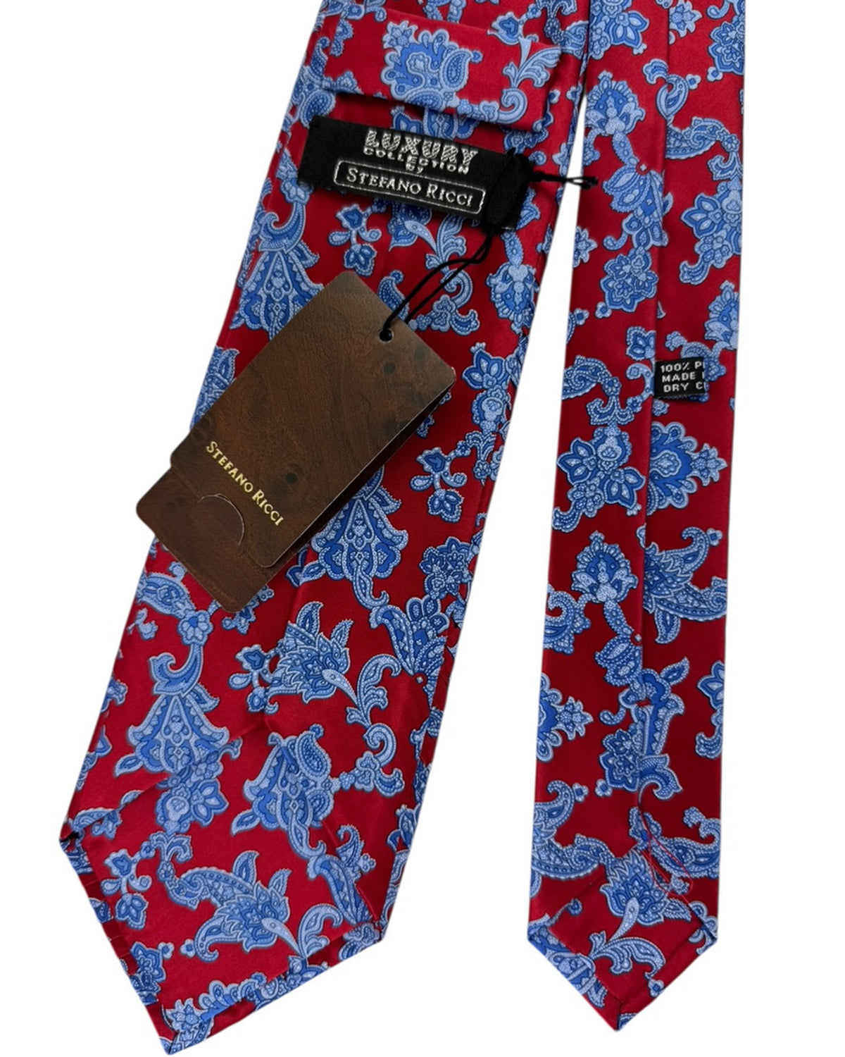 Stefano Ricci Silk Tie Red Blue Paisley Floral Pattern