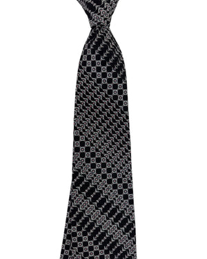 Stefano Ricci Silk Tie Black Grey Octagon Micro Pattern New
