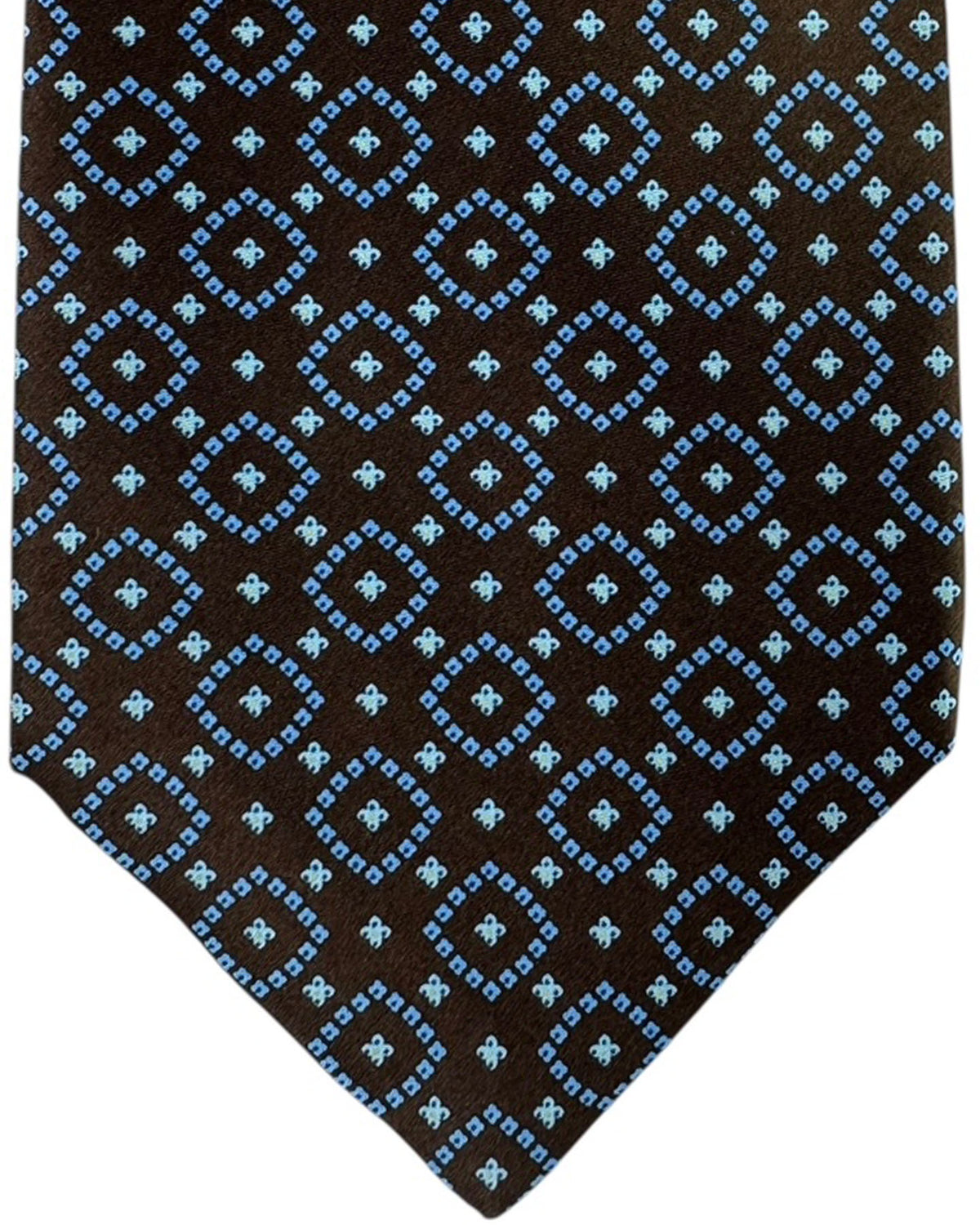 Stefano Ricci Silk Tie Brown Blue Diamond Pattern