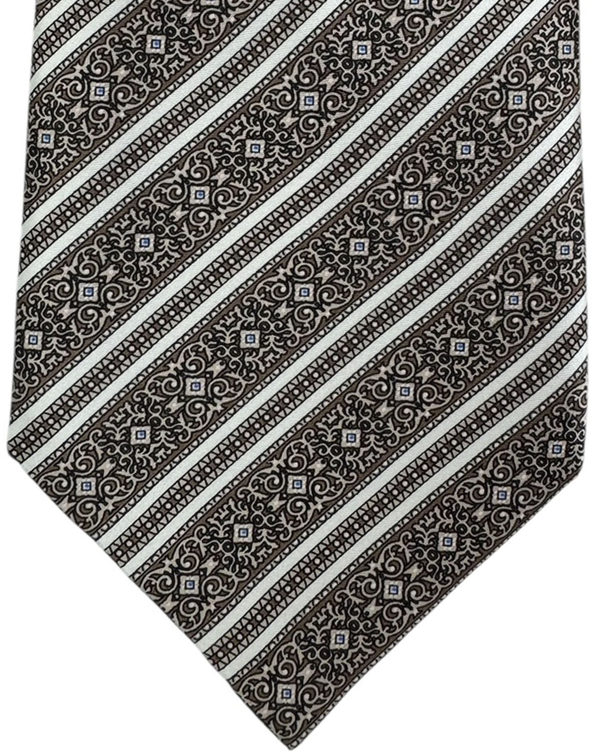 New Stefano Ricci Tie Gray Bronze Silver Patterned Stripes
