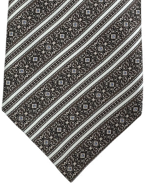 New Stefano Ricci Tie Gray Bronze Silver Patterned Stripes
