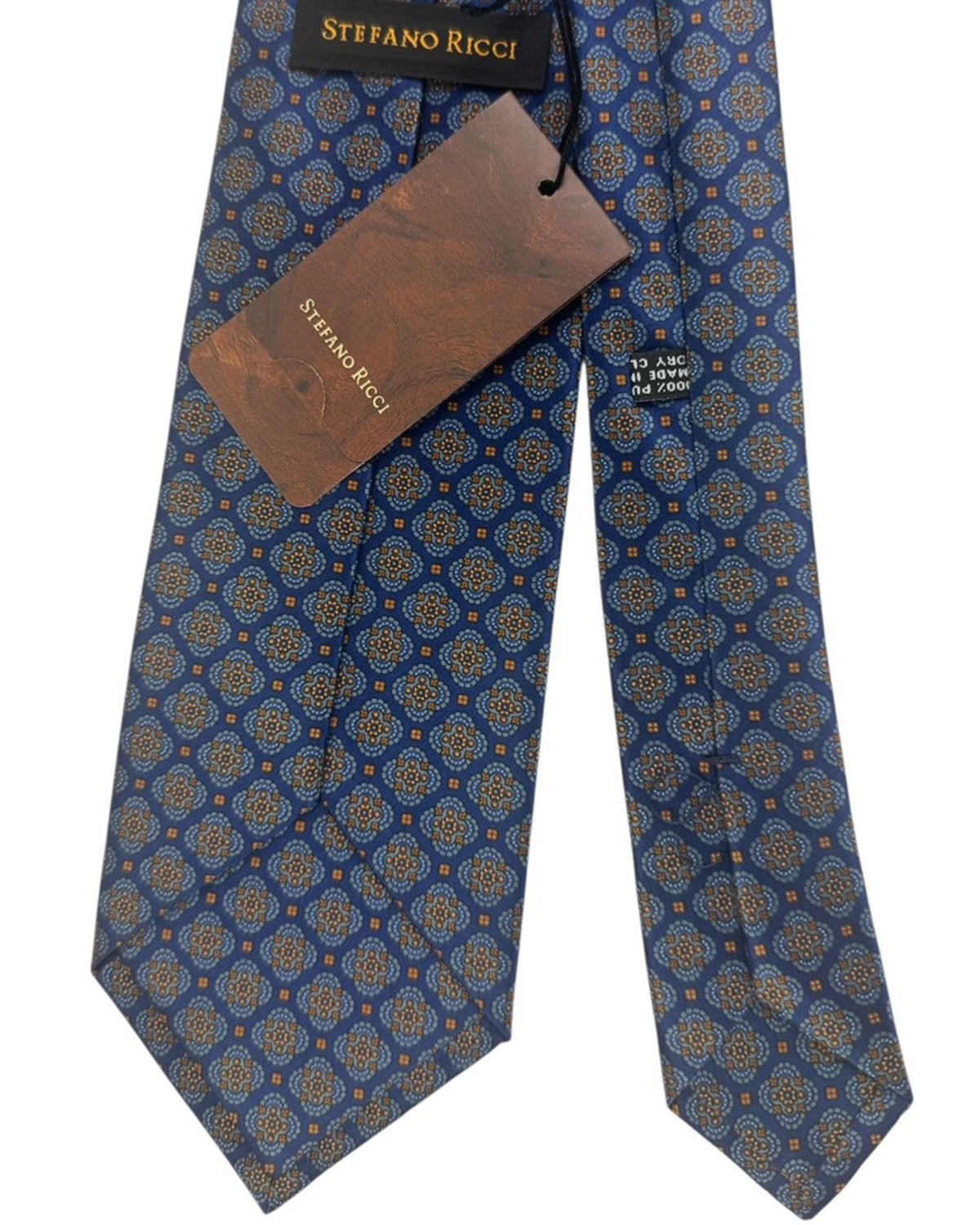 Stefano Ricci Tie Midnight Blue Tie With Ornate Medallion Pattern