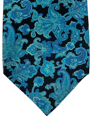Stefano Ricci Tie Black Aqua Blue Paisley