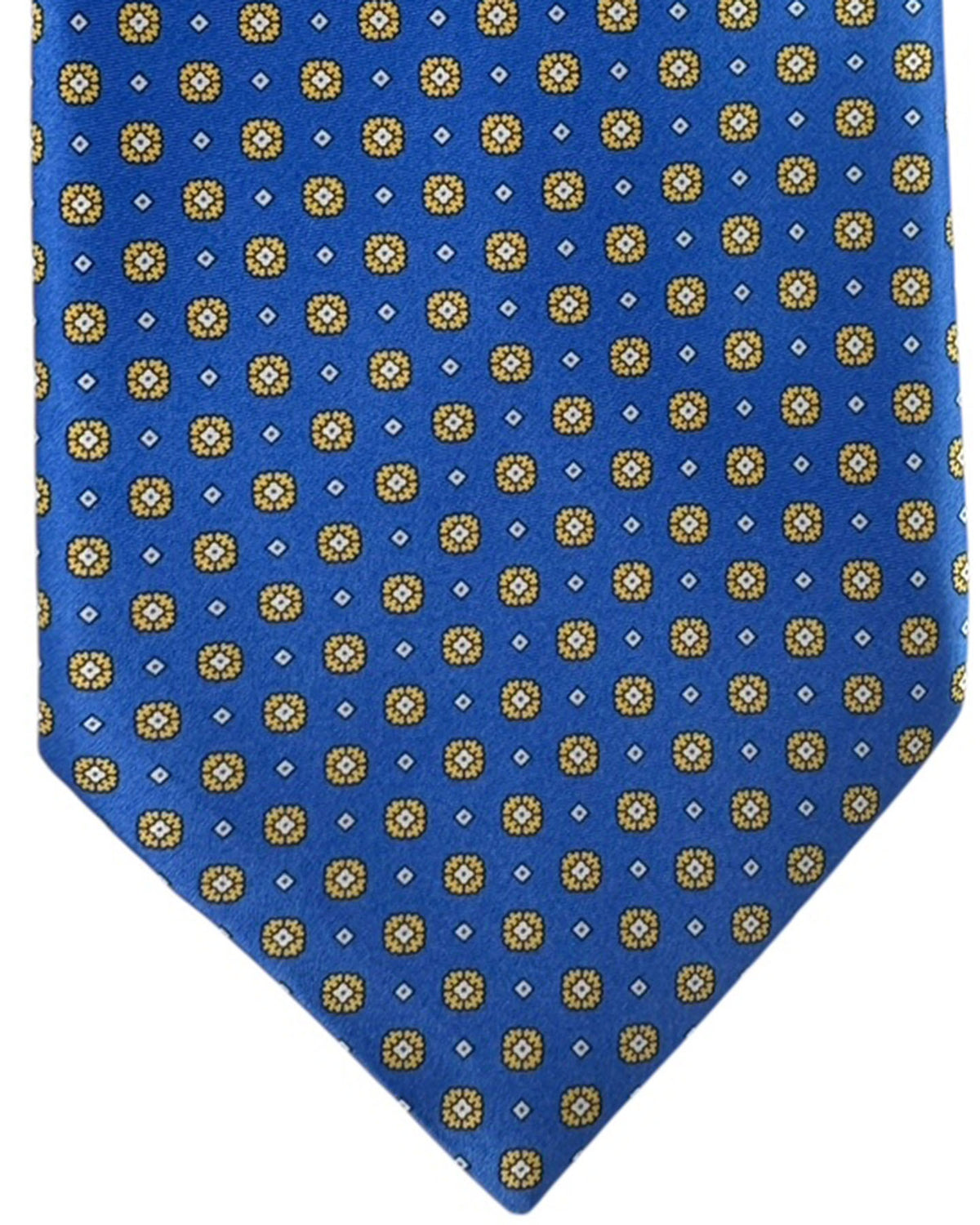 Stefano Ricci Silk Tie Blue Gold Medallion Pattern