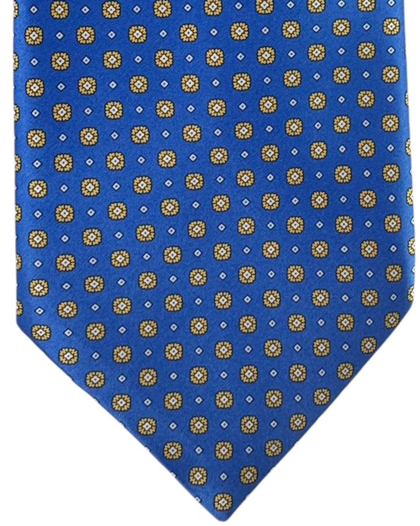 Stefano Ricci Silk Tie Blue Gold Medallion Pattern