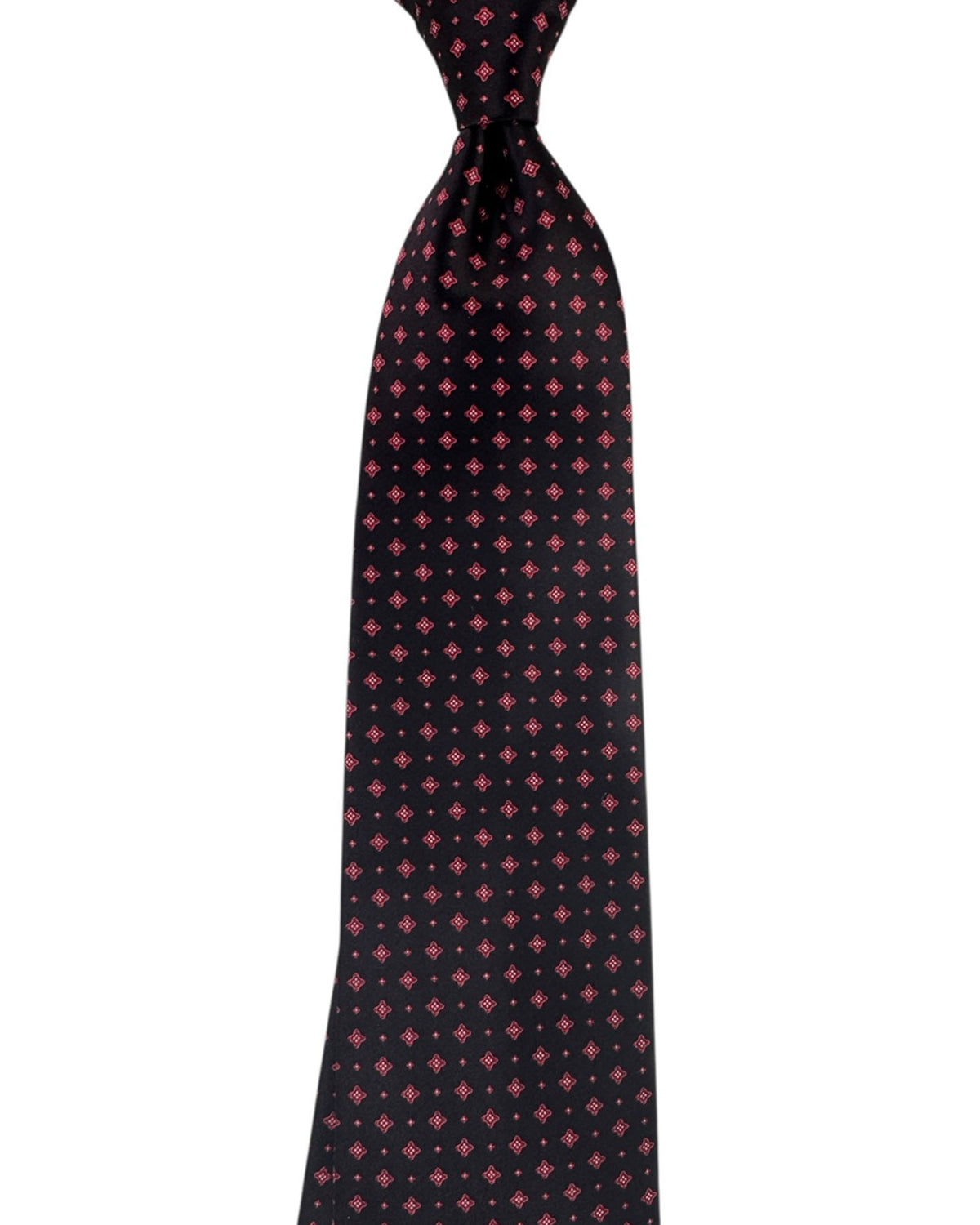 Stefano Ricci Silk Tie Black Red Micro Floral Pattern