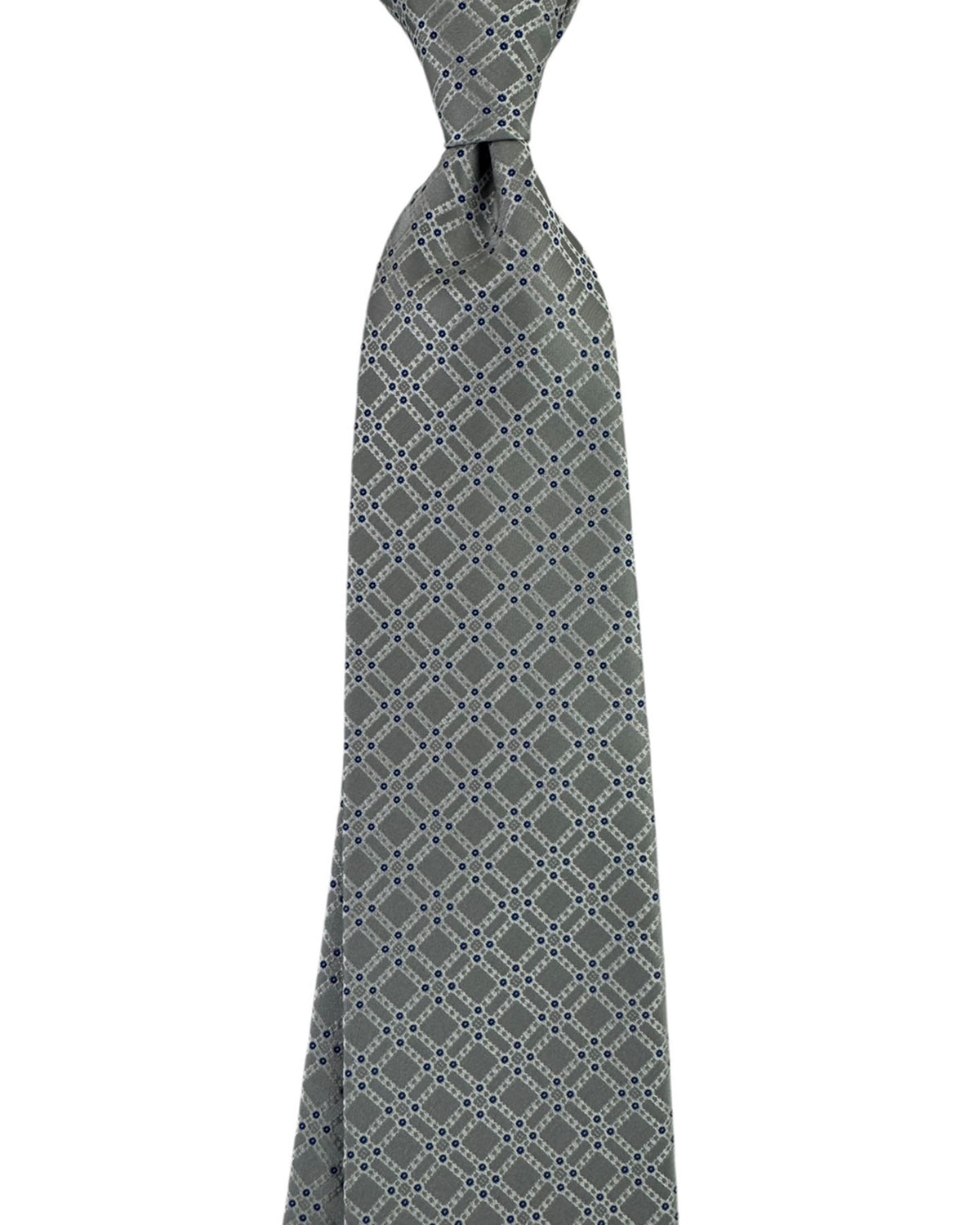 Stefano Ricci Silk Tie Grey Blue Lattice Pattern