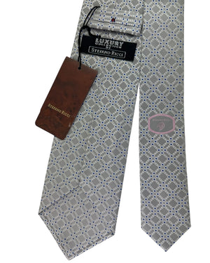 Stefano Ricci Silk Tie Grey Blue Lattice Pattern