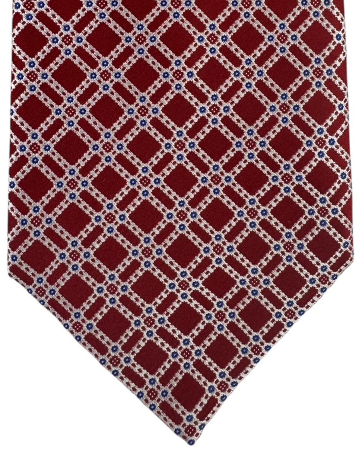 Stefano Ricci Silk Tie Bordeaux Lattice Pattern