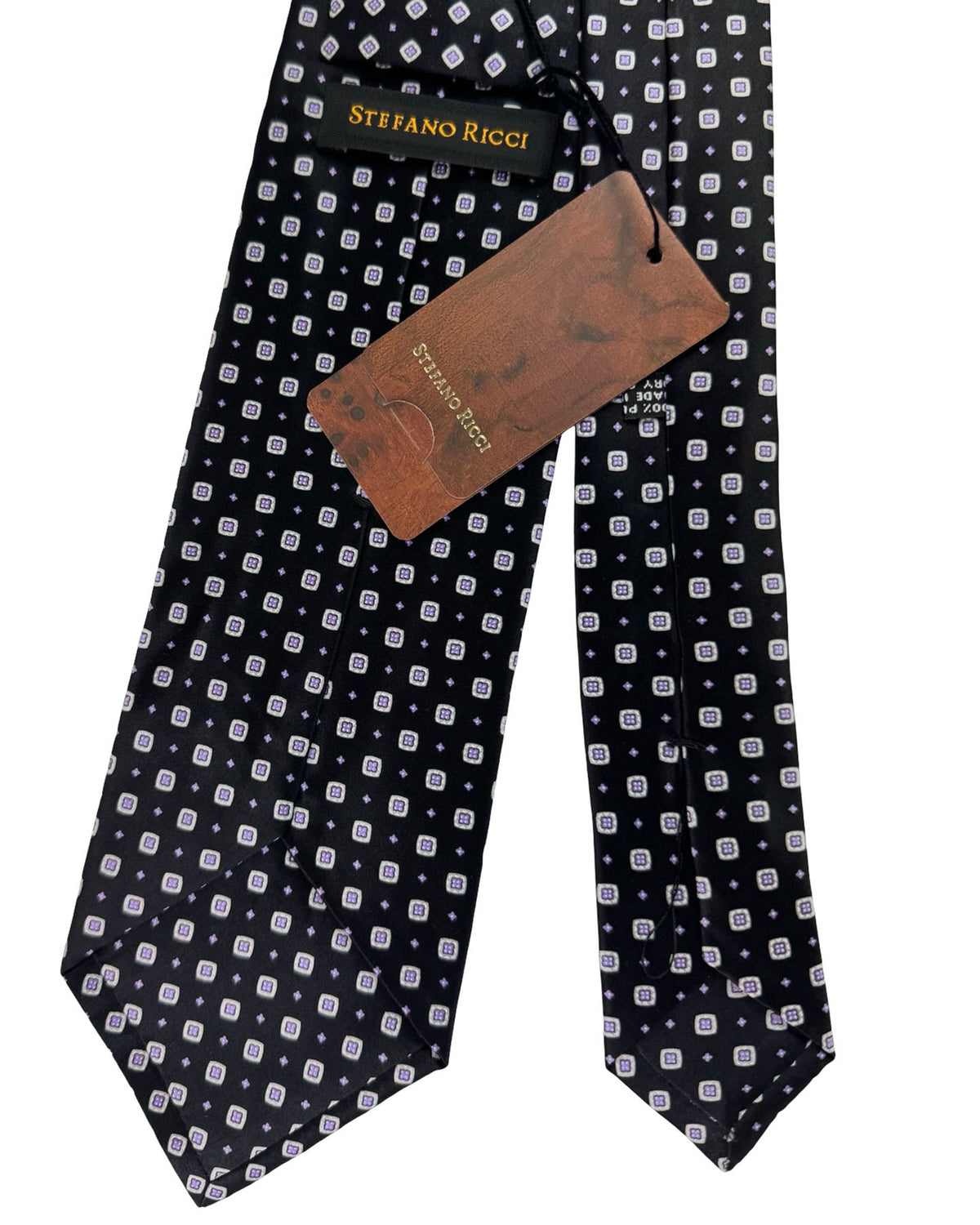 Stefano Ricci Silk Tie Black Lavender Geometric