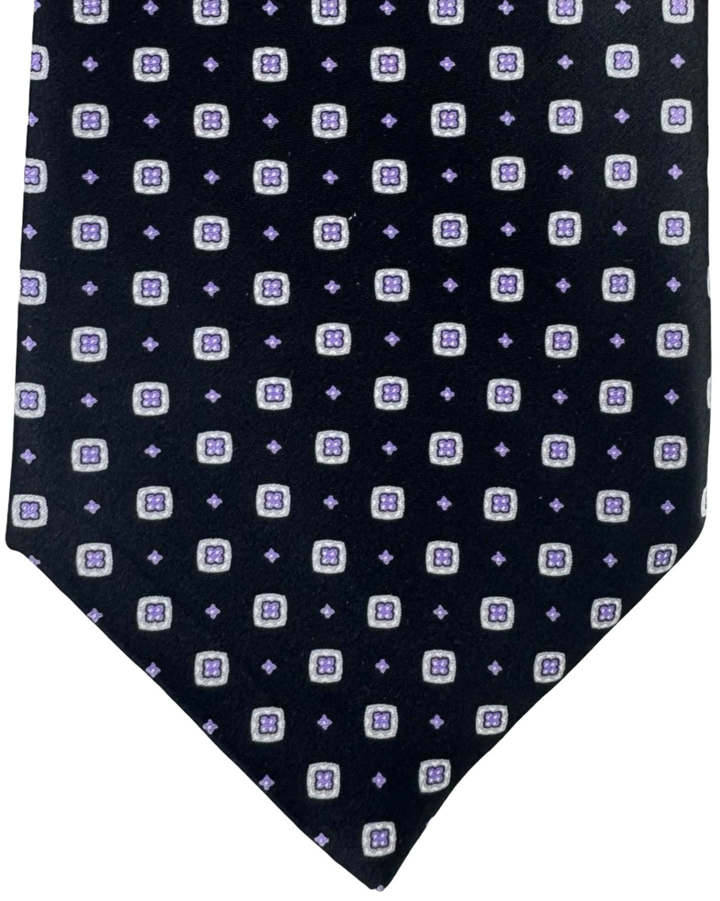 Stefano Ricci Silk Tie Black Lavender Geometric