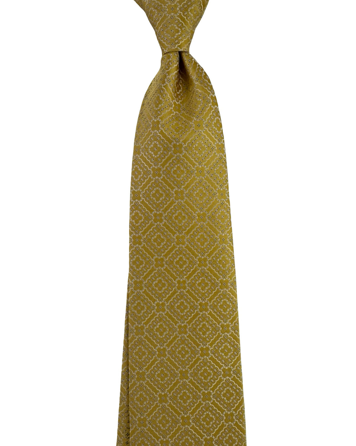 Stefano Ricci Silk Tie Mustard Gold Medallion Pattern