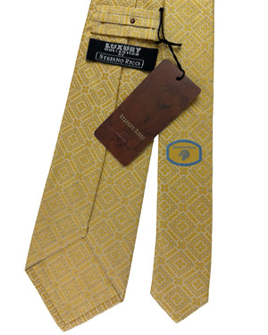 Stefano Ricci Silk Tie Mustard Cream Ornate Medallion Pattern