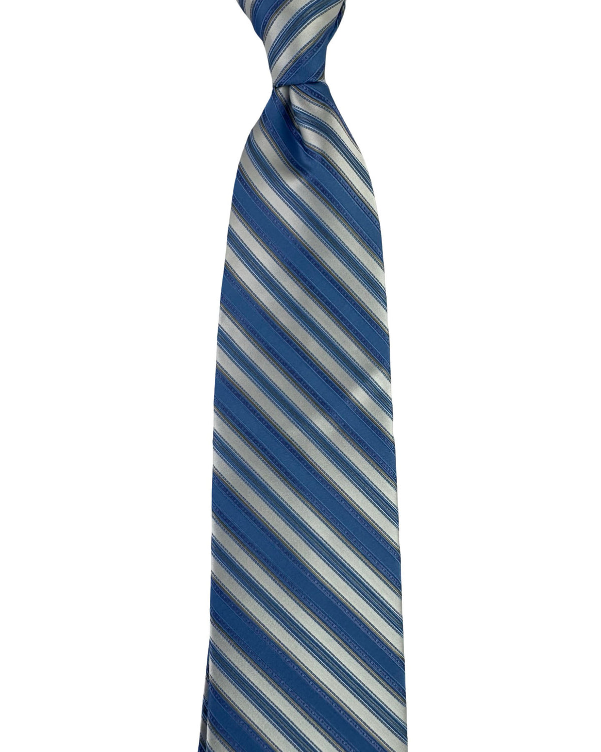 Stefano Ricci Silk Tie Blue Silver Gray Stripes