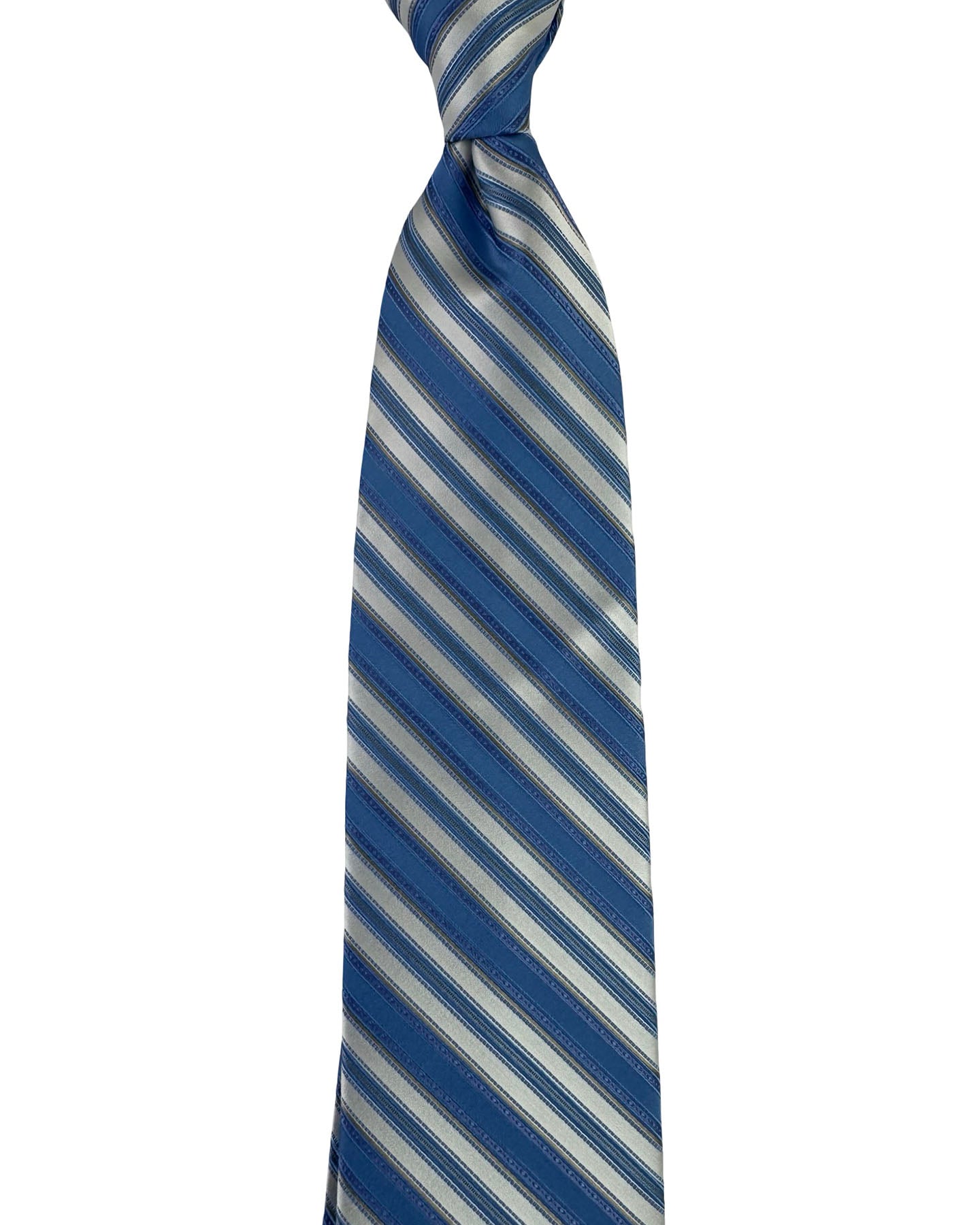 Stefano Ricci Silk Tie Blue Silver Gray Stripe Pattern