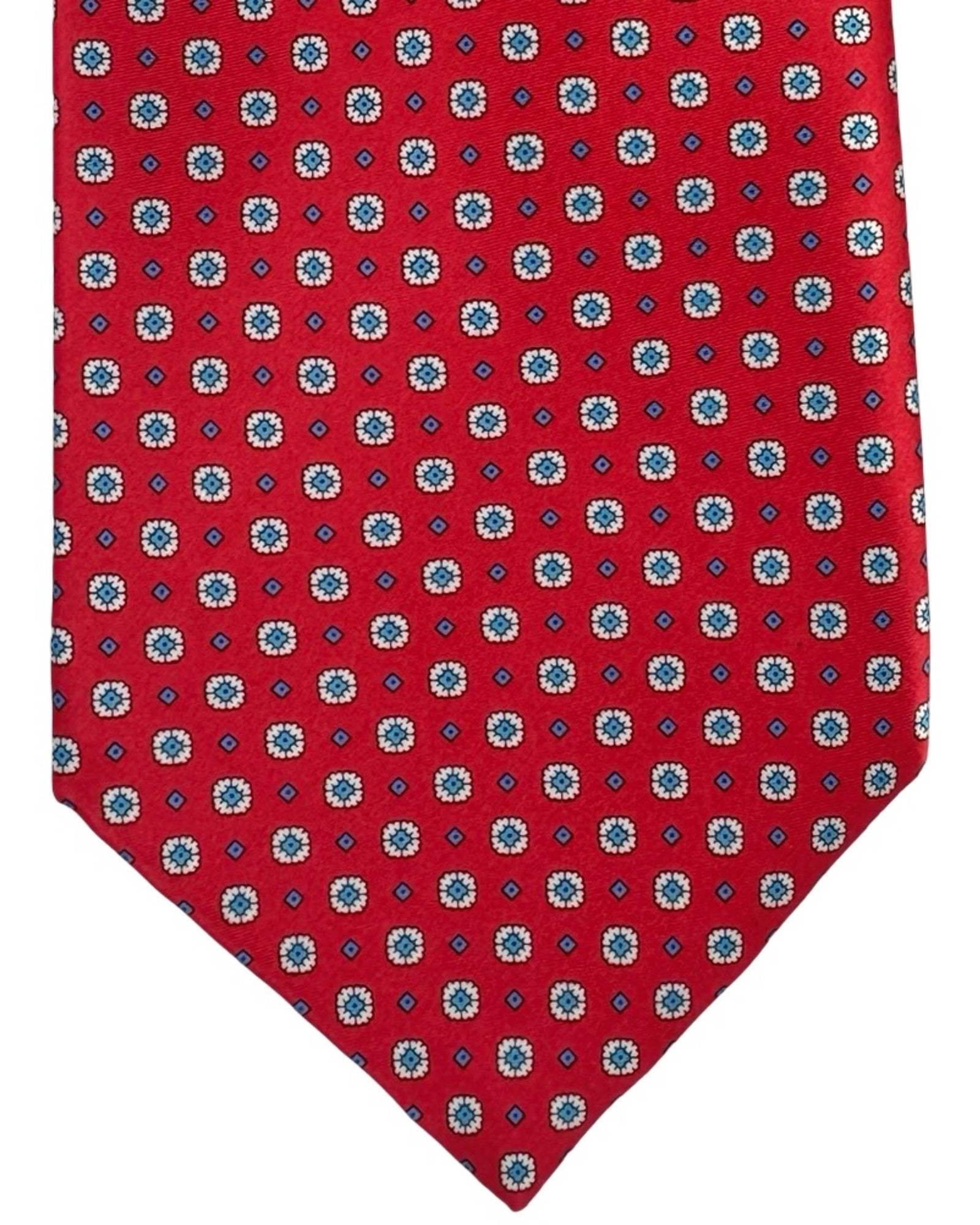 Stefano Ricci Tie Red White Blue Floral Medallions
