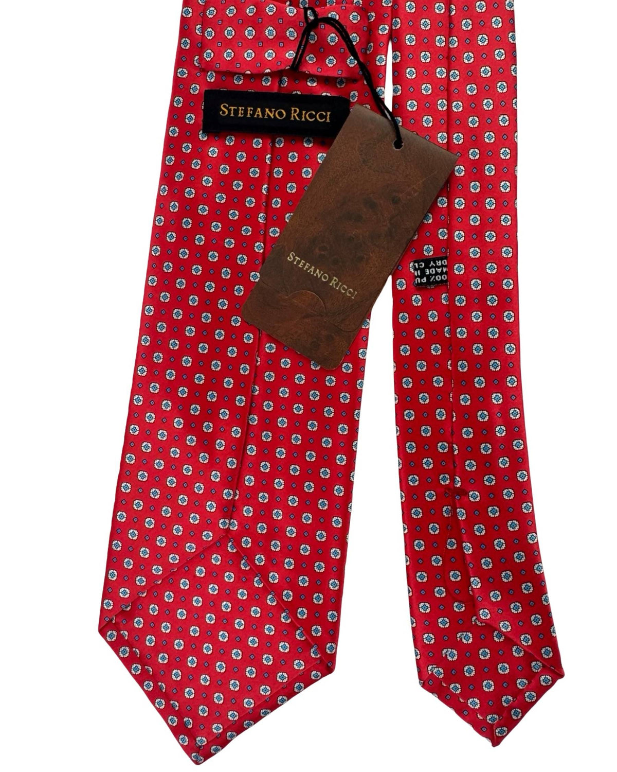 Stefano Ricci Tie Red Silver Blue Geometric