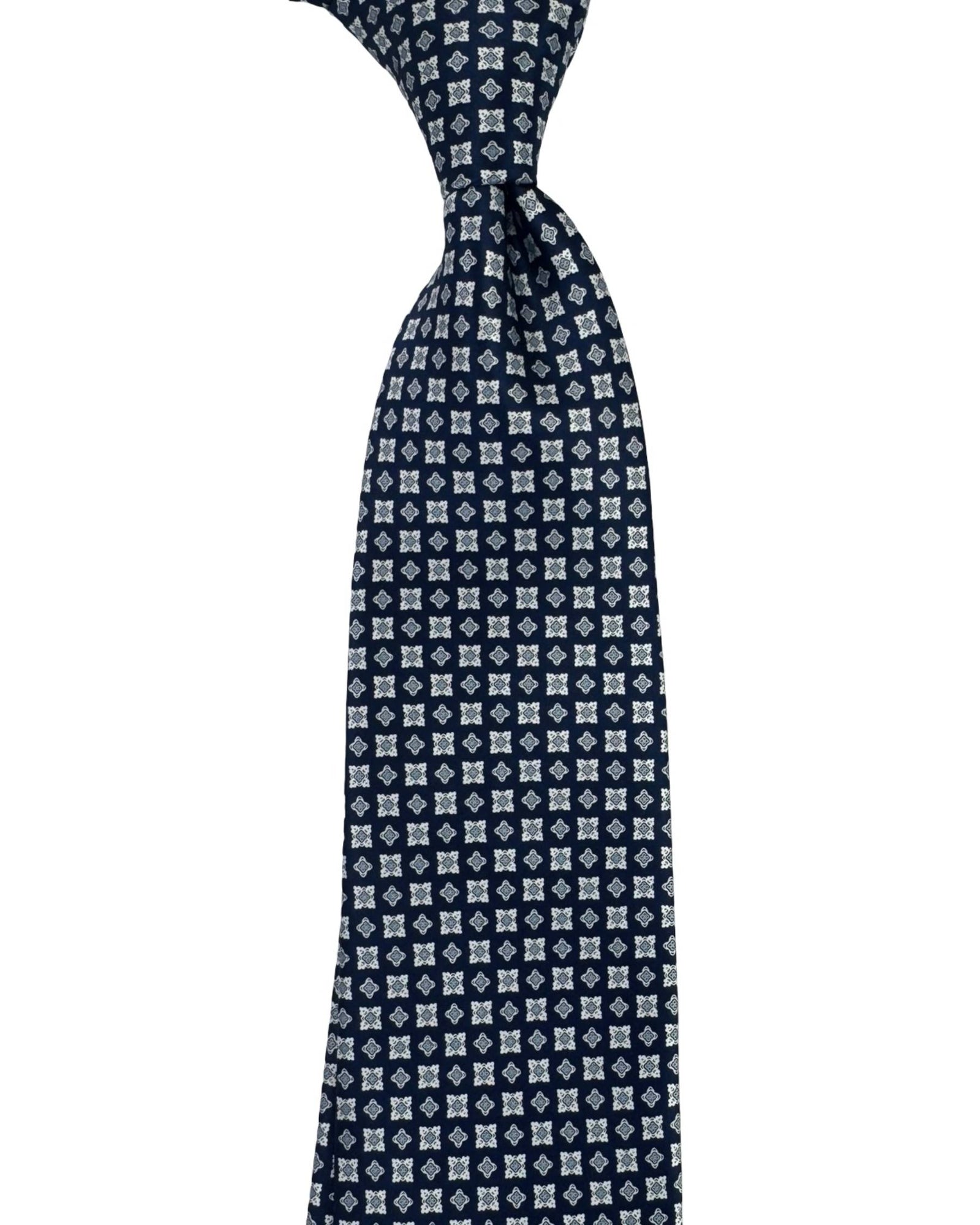 Stefano Ricci Tie Midnight Blue Grey Geometric
