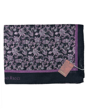 Stefano Ricci Scarf Black Purple Paisley Ornamental - Cashmere Shawl