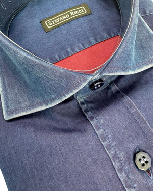 Stefano Ricci Denim Shirt Dark Blue 38 - 15
