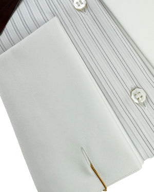 Stefano Ricci Shirt French Cuffs White Purple Stripes