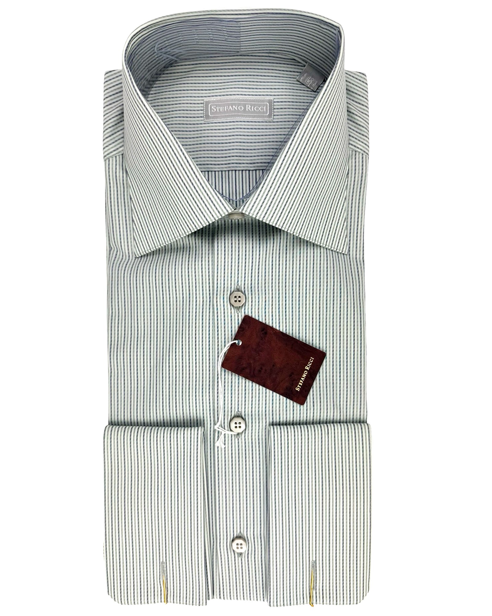 Stefano Ricci Shirt French Cuffs Gray Stripes