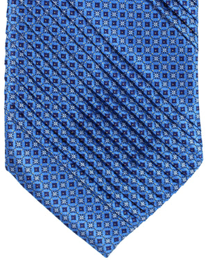 Stefano Ricci Tie Dark Blue Geometric - Pleated Silk