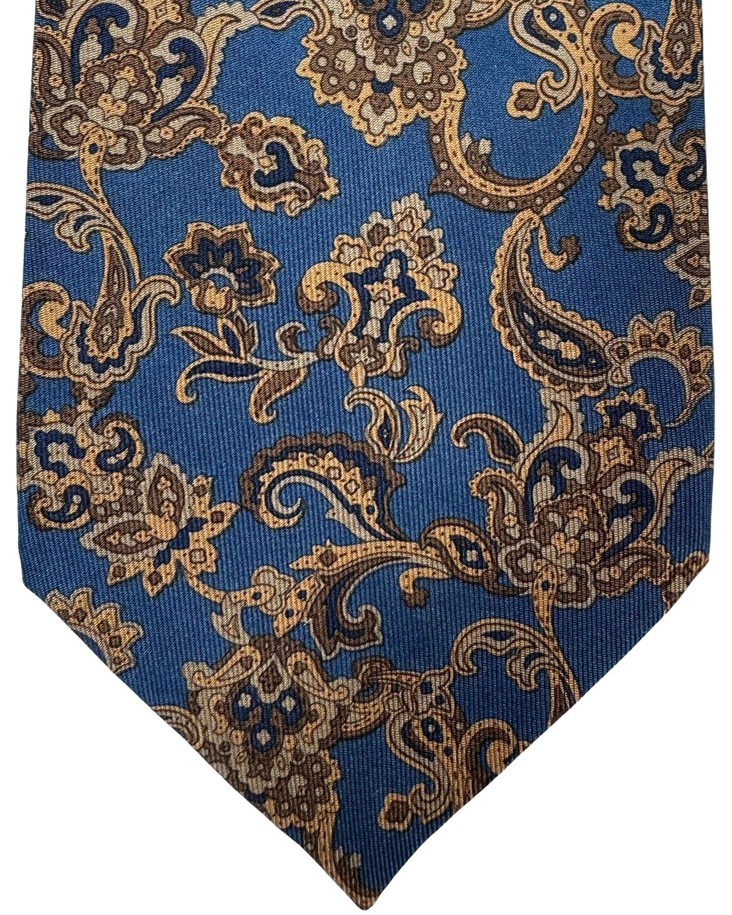 Stefano Ricci Silk Tie Midnight Blue Brown Paisley & Ornamental